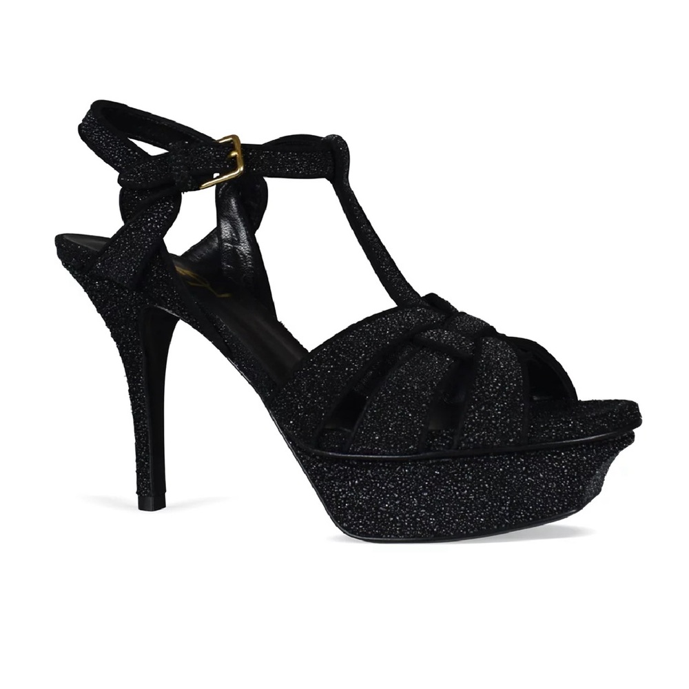🥰 YSL Saint Laurent Tribute glitter black heels 7.5